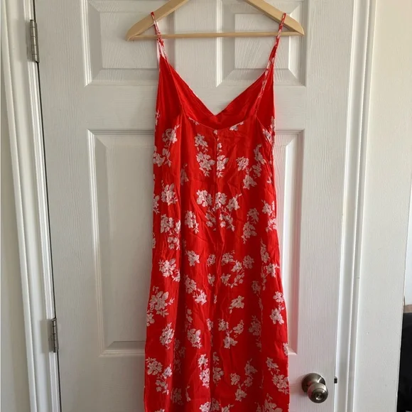 NWT Orange Red Floral Slip Dress - Picture 2 of 5